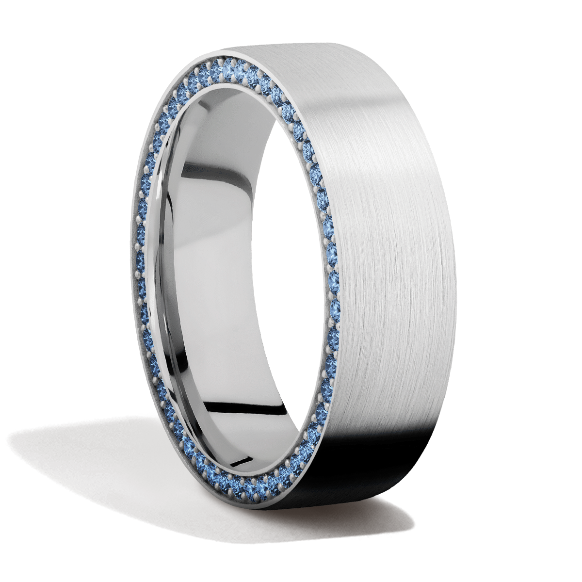 White Gold + Sapphires + Satin Finish