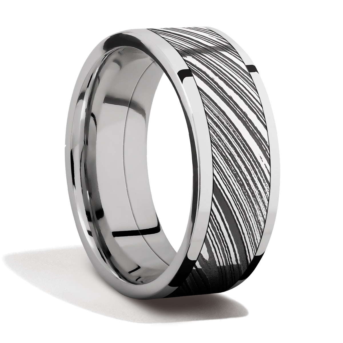White Gold + Damascus Steel + Acid Finish