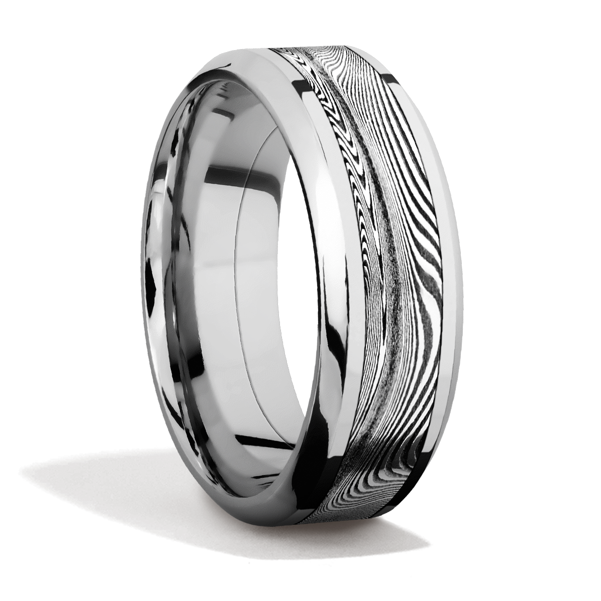 White Gold + Damascus Steel + Acid Finish