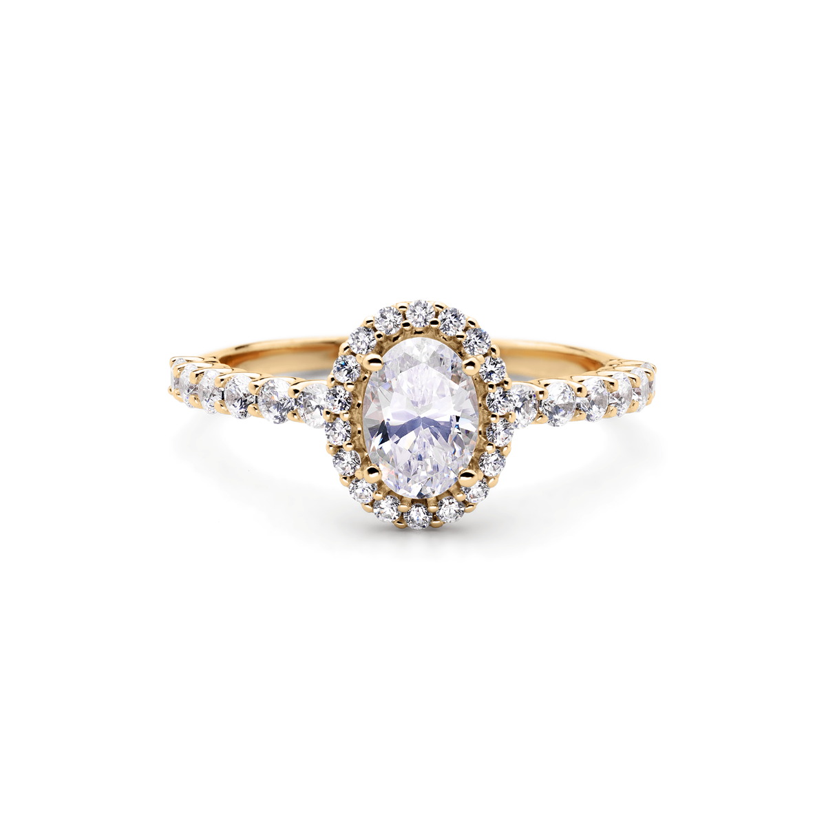 Oval Halo Engagement + White Diamonds