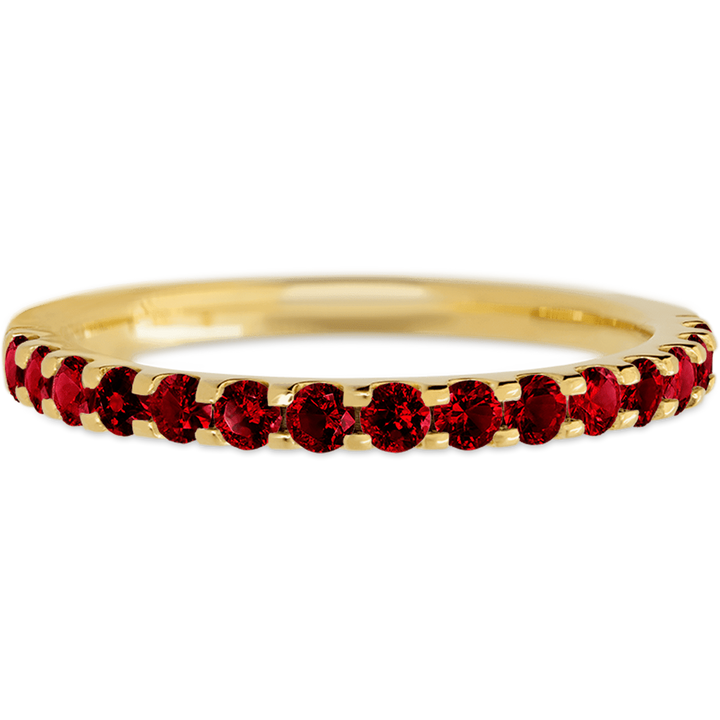 Half Eternity Yellow Gold + Colored Gemstones Womens Wedding or Everyday Ring