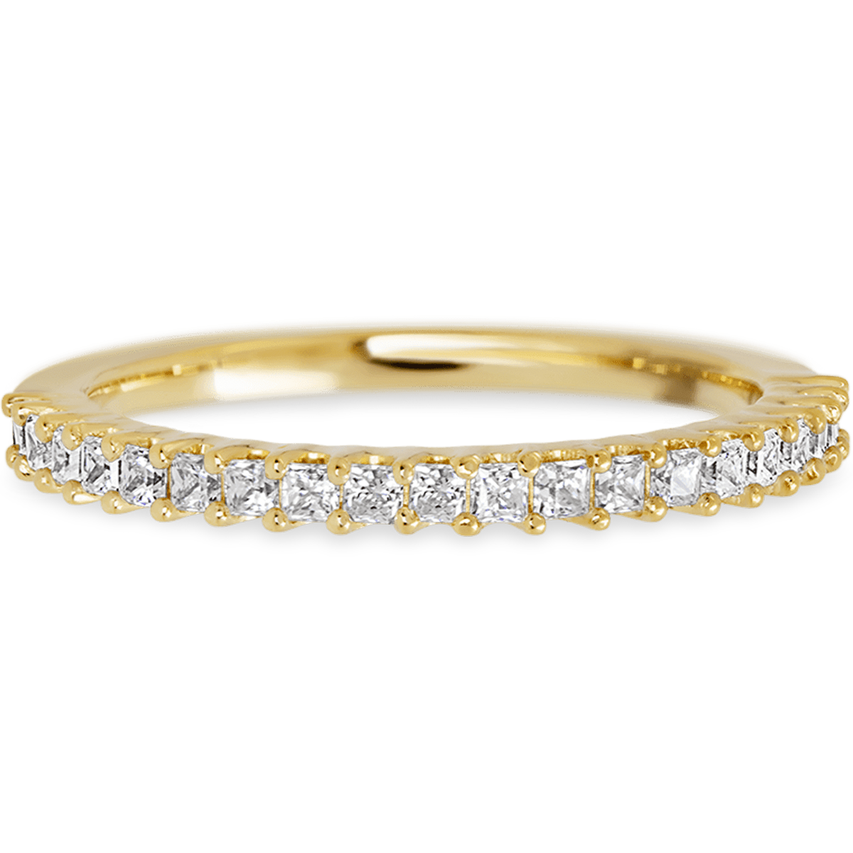 Princess Yellow Gold + White Diamonds Womens Wedding or Everyday Ring