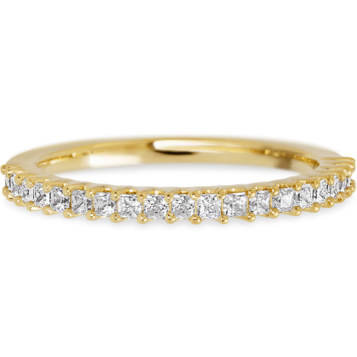 Princess Yellow Gold + White Diamonds Womens Wedding or Everyday Ring