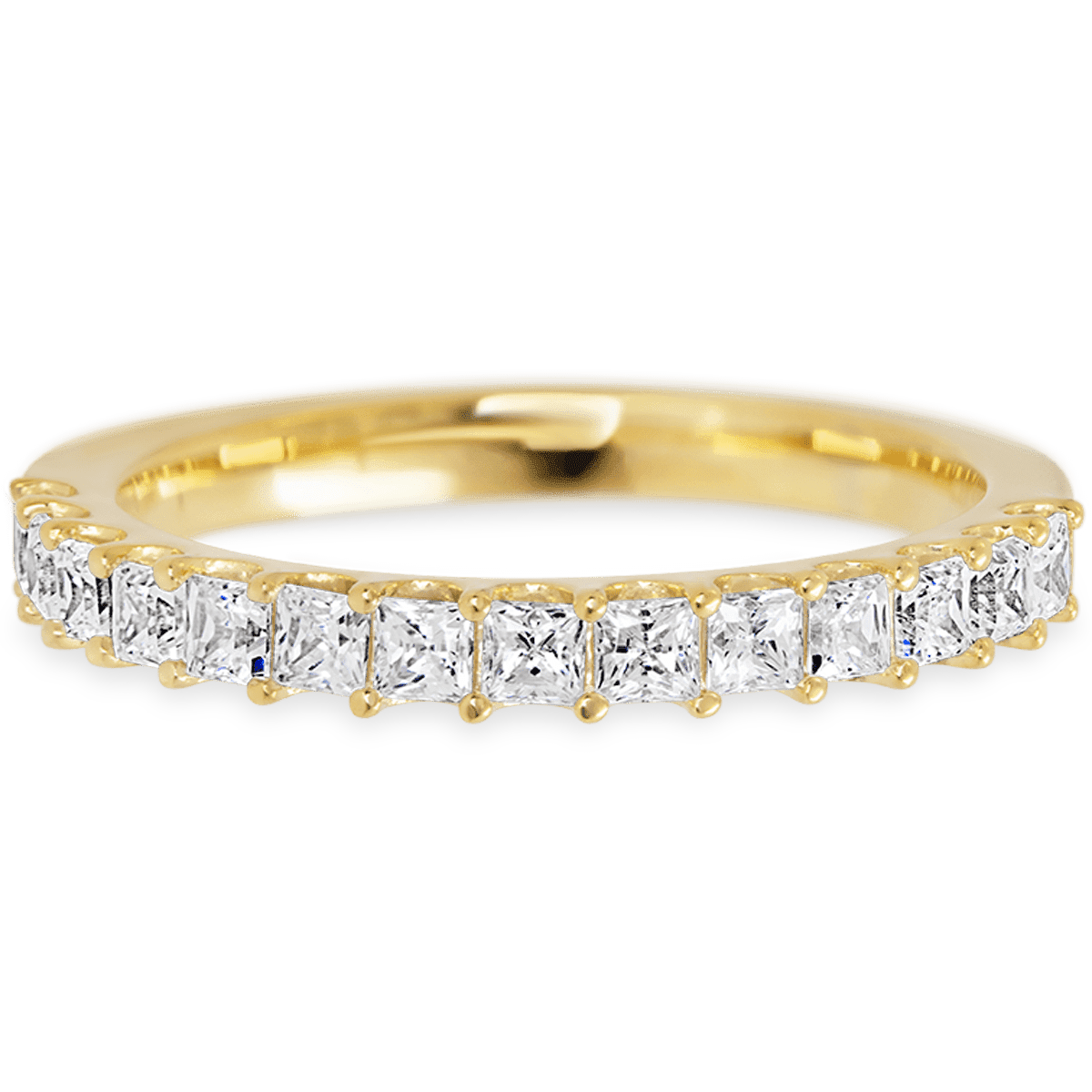 Princess Yellow Gold + White Diamonds Womens Wedding or Everyday Ring