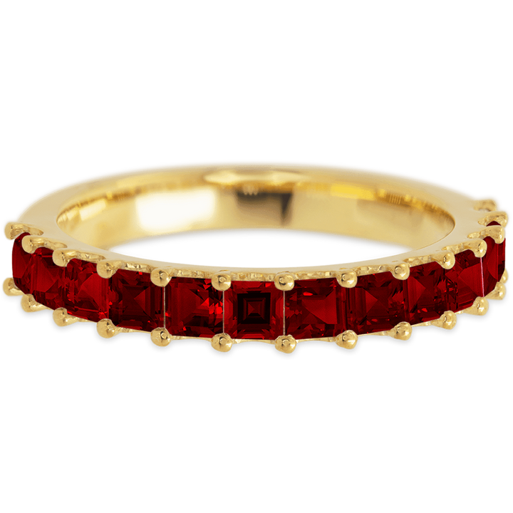 Princess Yellow Gold + Colored Gemstones Womens Wedding or Everyday Ring