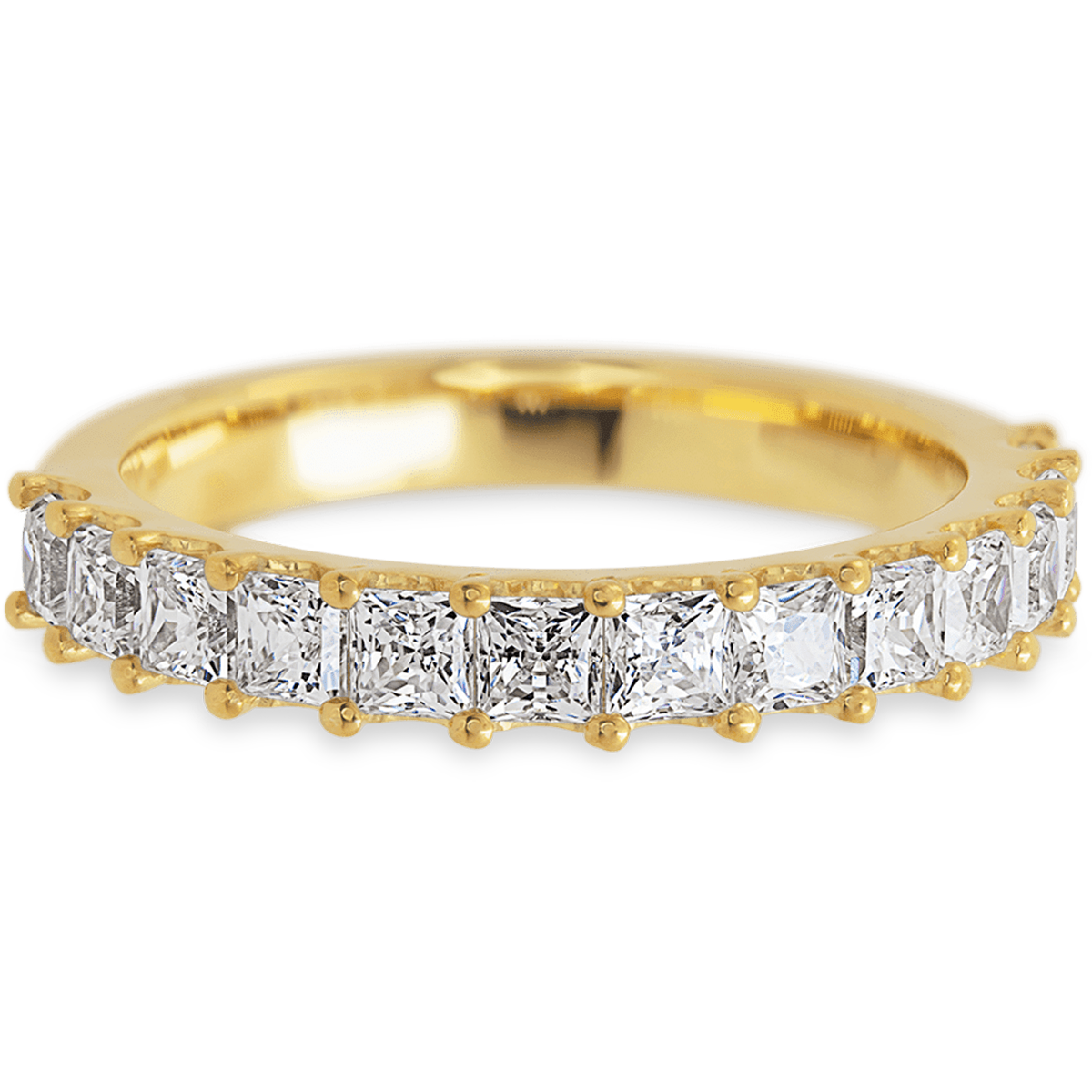 Princess Yellow Gold + White Diamonds Womens Wedding or Everyday Ring