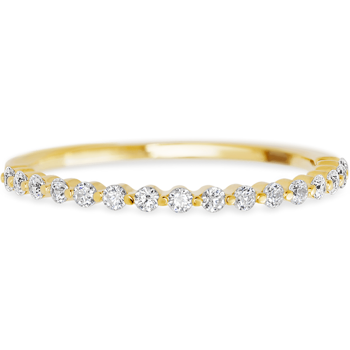 Delicate Yellow Gold + White Diamonds Womens Wedding or Everyday Ring