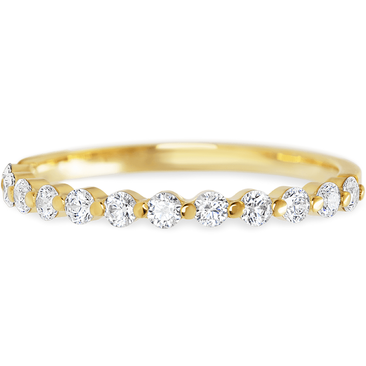Delicate Yellow Gold + White Diamonds Womens Wedding or Everyday Ring