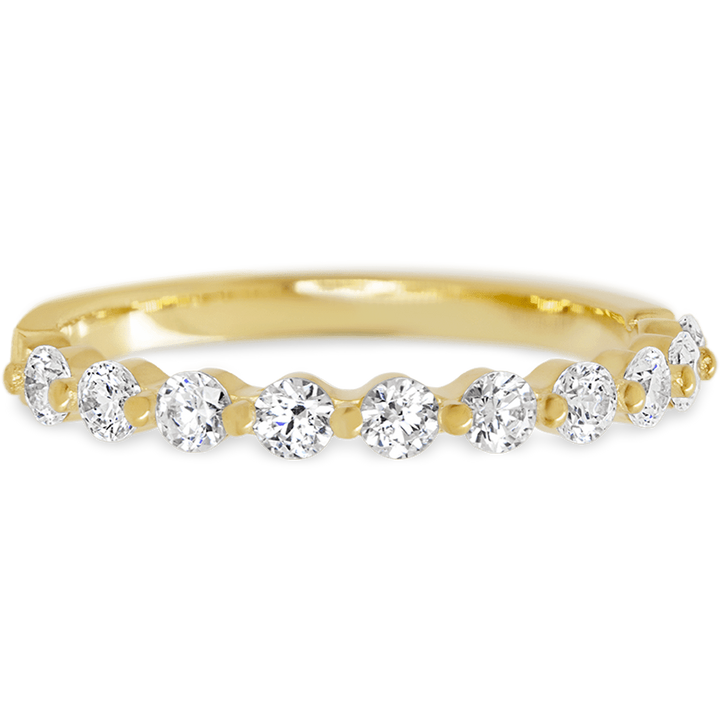 Delicate Yellow Gold + White Diamonds Womens Wedding or Everyday Ring