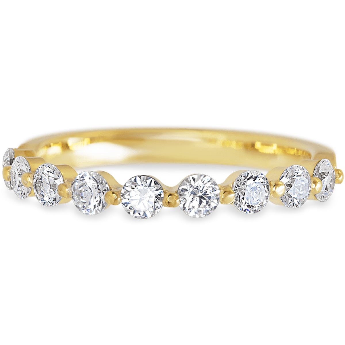 Delicate Yellow Gold + White Diamonds Womens Wedding or Everyday Ring