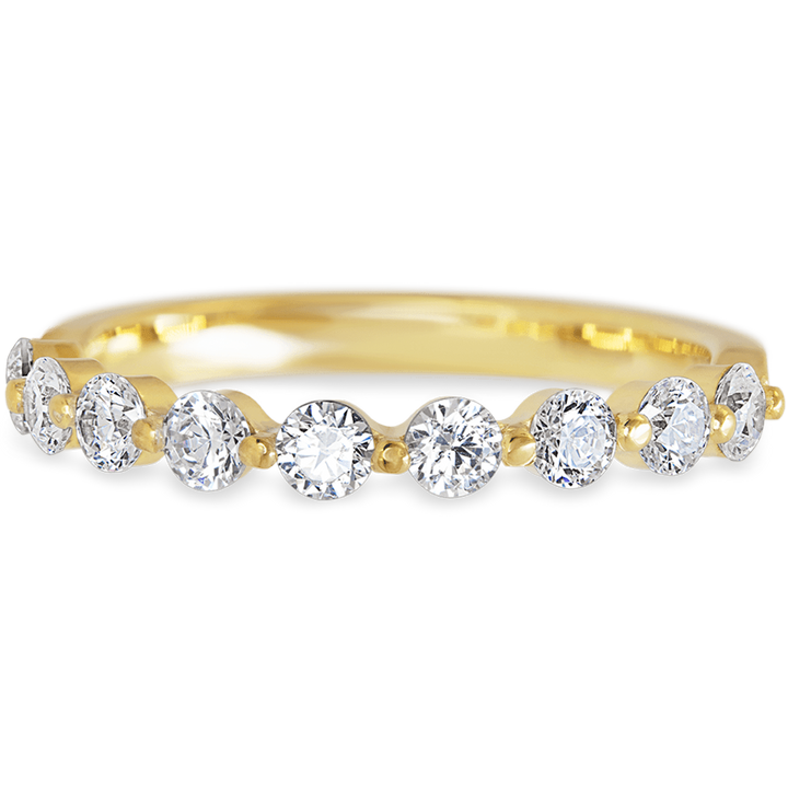 Delicate Yellow Gold + White Diamonds Womens Wedding or Everyday Ring
