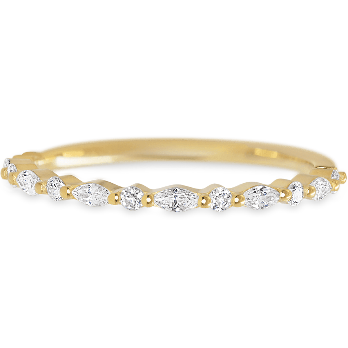 Elegant Yellow Gold + White Diamonds Womens Wedding or Everyday Ring