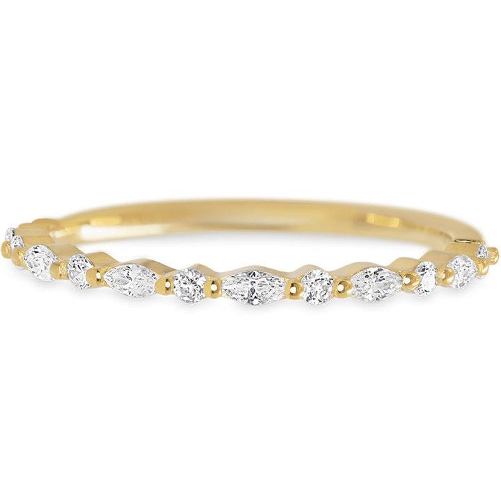 Elegant Yellow Gold + White Diamonds Womens Wedding or Everyday Ring