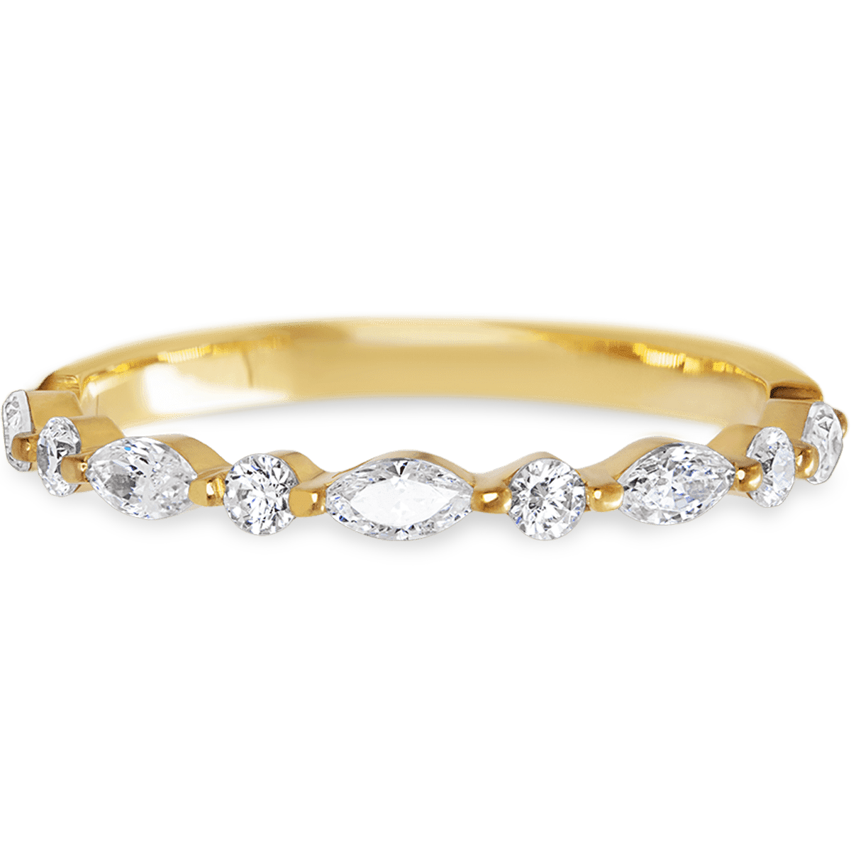 Elegant Yellow Gold + White Diamonds Womens Wedding or Everyday Ring