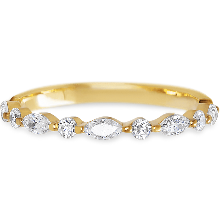 Elegant Yellow Gold + White Diamonds Womens Wedding or Everyday Ring