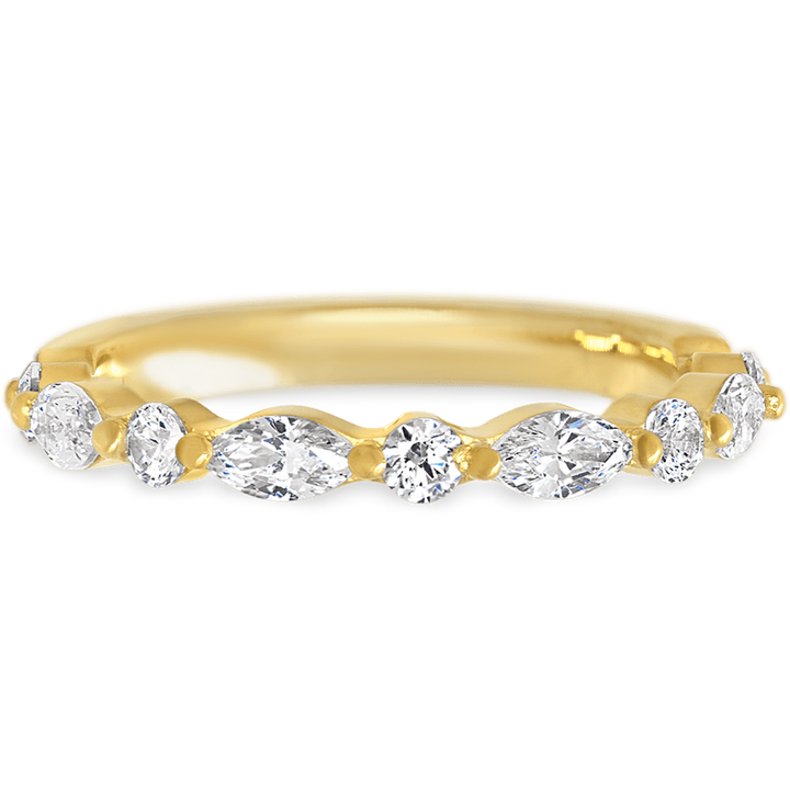 Elegant Yellow Gold + White Diamonds Womens Wedding or Everyday Ring