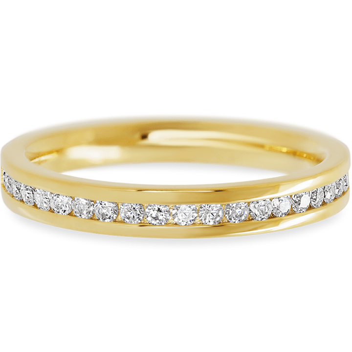 Bold Yellow Gold + White Diamonds 1 Womens Wedding or Everyday Ring
