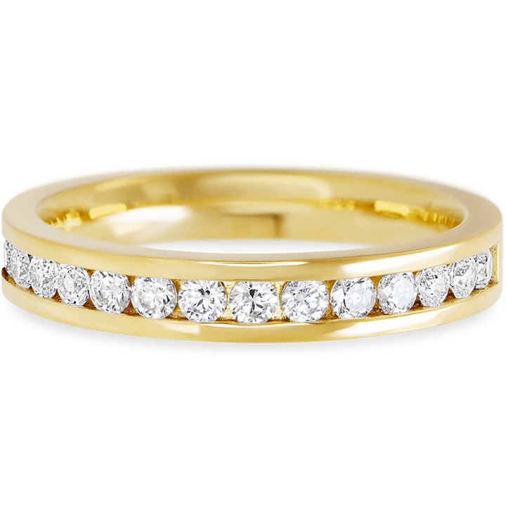 Bold Yellow Gold + White Diamonds Womens Wedding or Everyday Ring