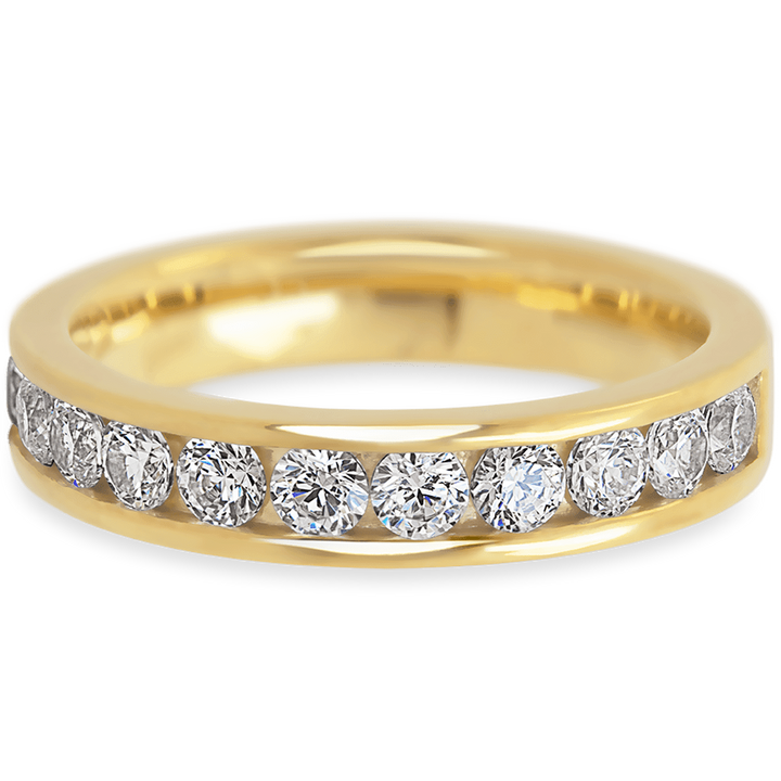Bold Yellow Gold + White Diamonds Womens Wedding or Everyday Ring