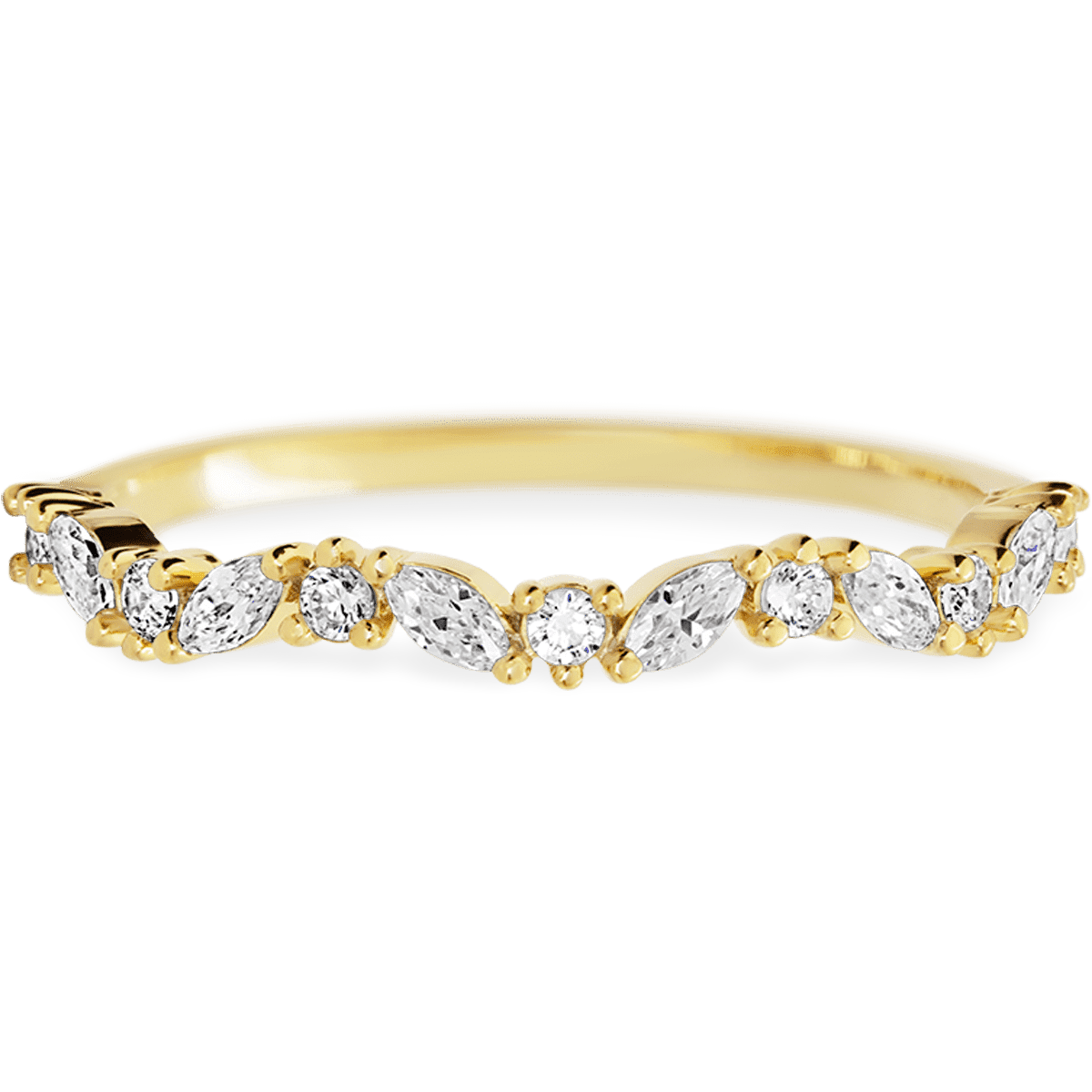 Twisted Marquise Yellow Gold + White Diamonds Womens Wedding or Everyday Ring