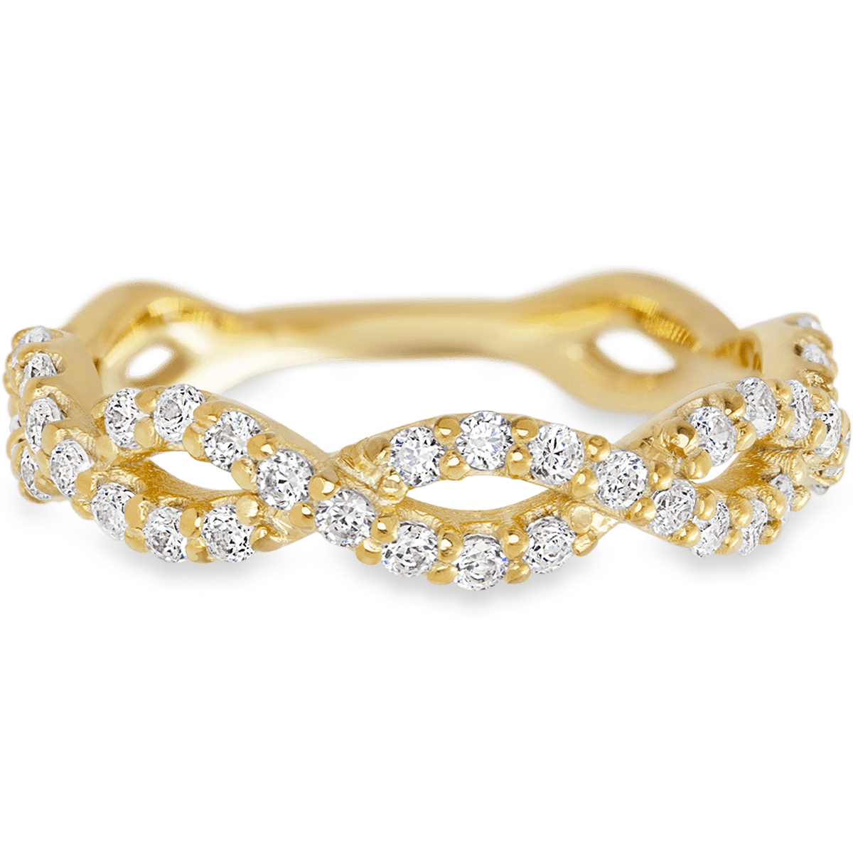 Braided Yellow Gold + White Diamonds