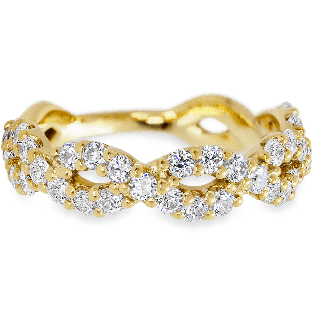 Braided Yellow Gold + White Diamonds