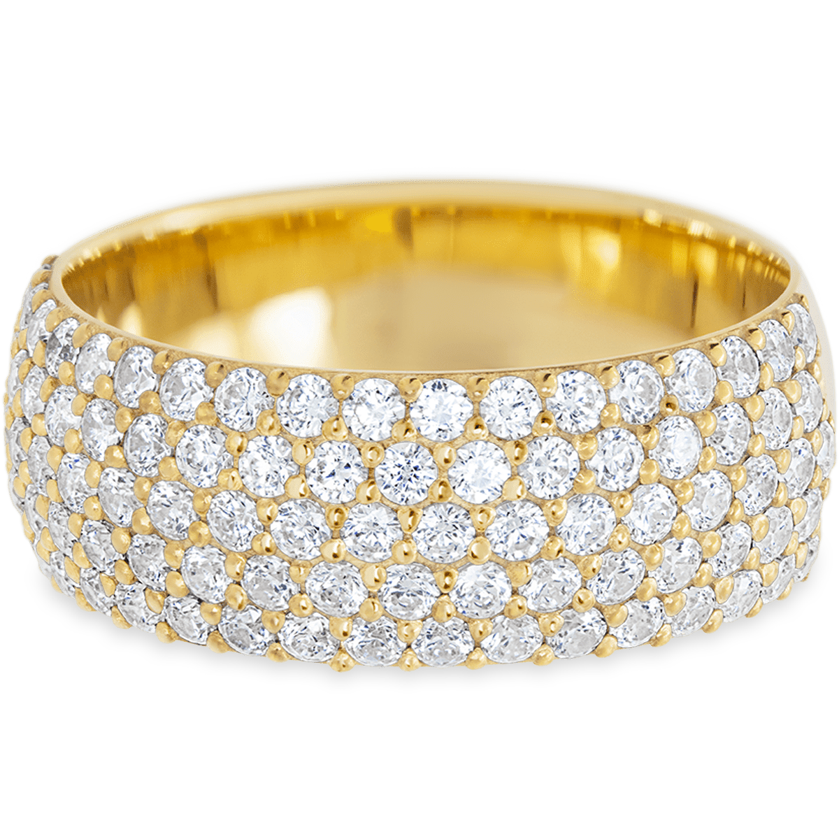 Dramatic Yellow Gold + White Diamonds Womens Wedding or Everyday Ring