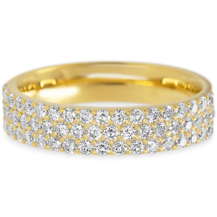 Dazzling Yellow Gold + White Diamonds Womens Wedding or Everyday Ring