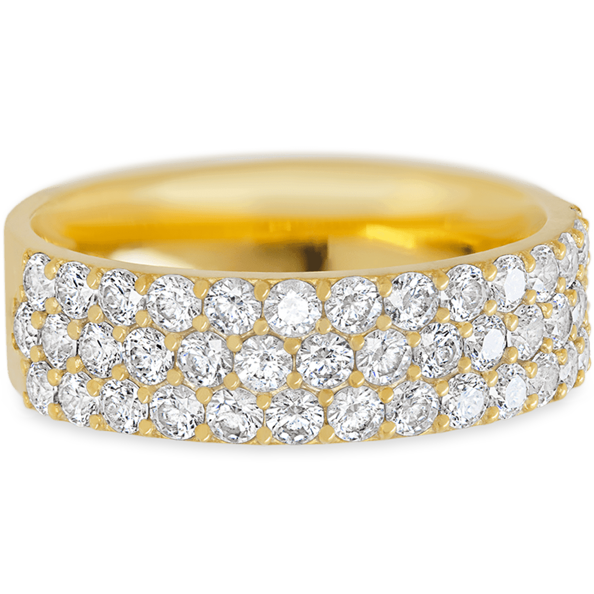 Dazzling Yellow Gold + White Diamonds Womens Wedding or Everyday Ring