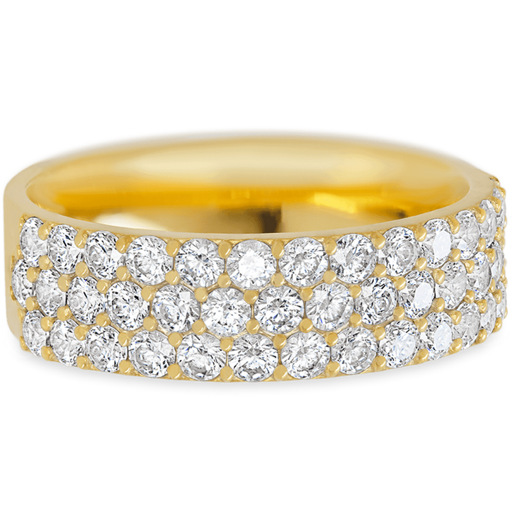 Dazzling Yellow Gold + White Diamonds Womens Wedding or Everyday Ring