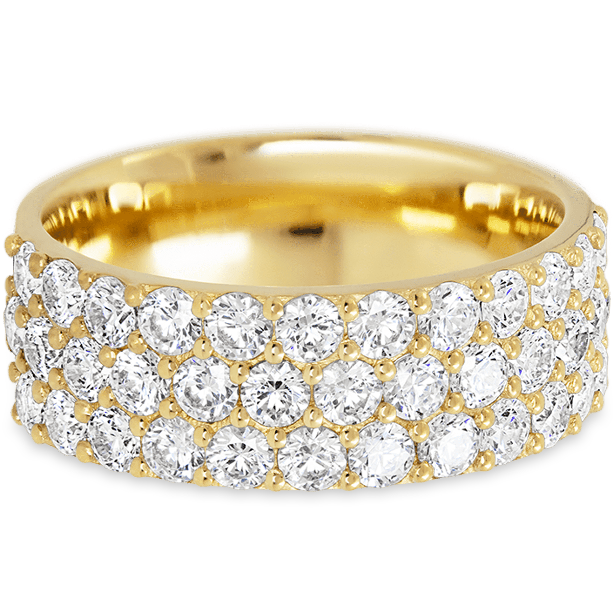 Dazzling Yellow Gold + White Diamonds Womens Wedding or Everyday Ring