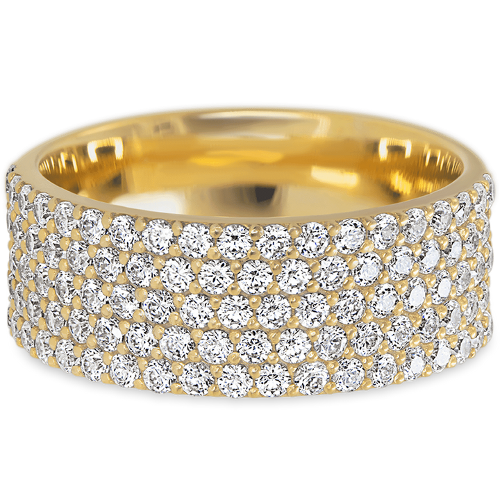 Brilliant Yellow Gold + White Diamonds Womens Wedding or Everyday Ring