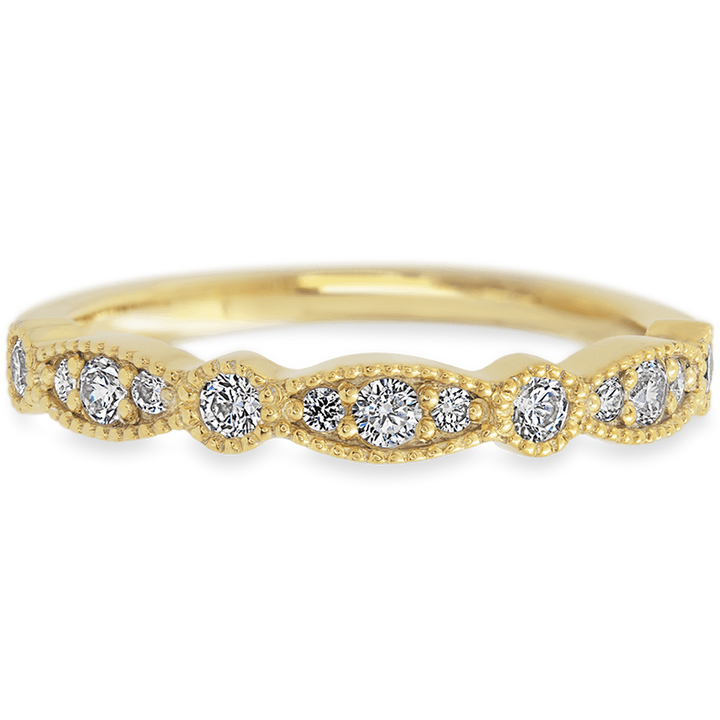 Vintage Yellow Gold + White Diamonds Womens Wedding or Everyday Ring