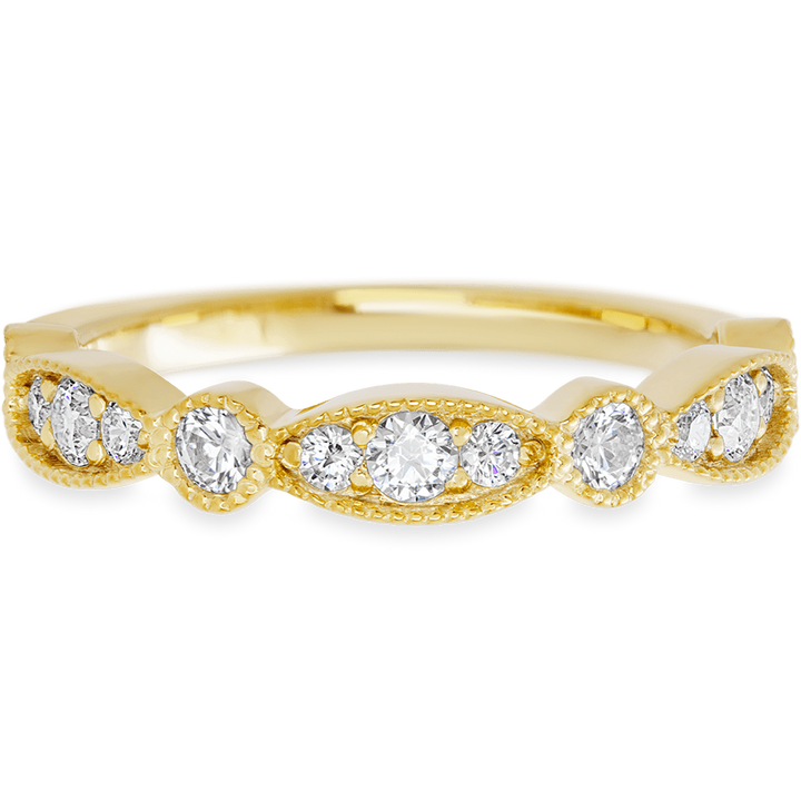 Vintage Yellow Gold + White Diamonds Womens Wedding or Everyday Ring
