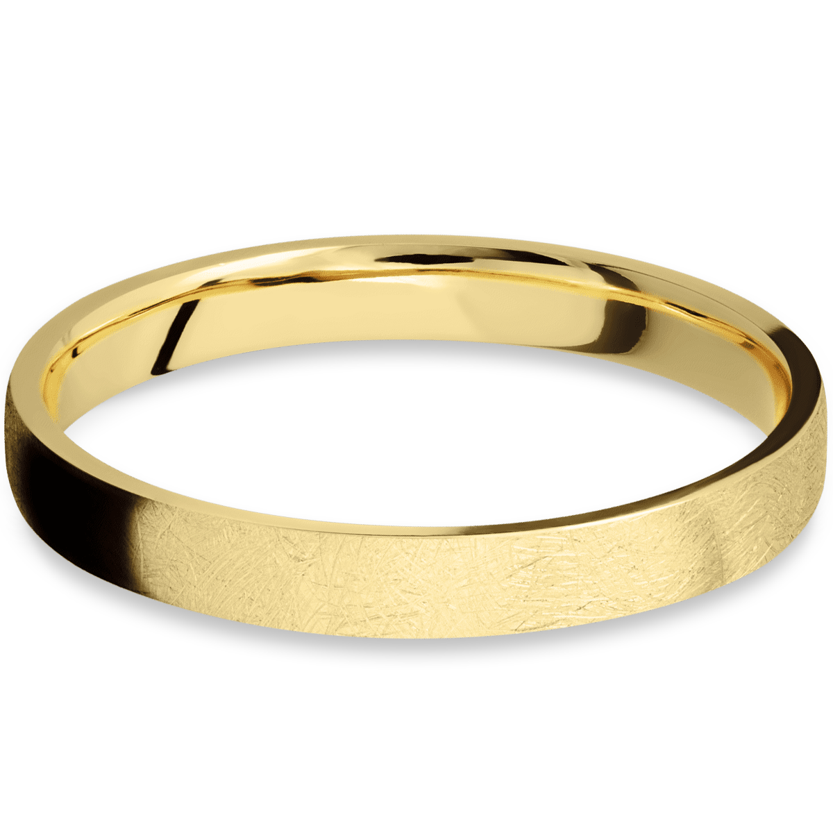 Yellow Gold + Distressed Finish Womens Wedding or Everyday Ring