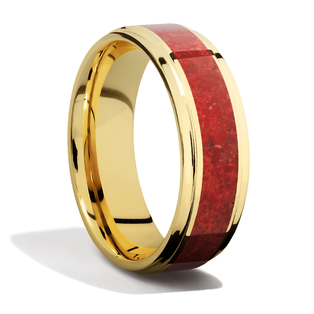 Yellow Gold + Crushed Stone + Polish Finish