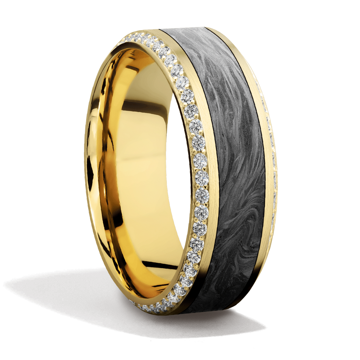 Yellow Gold + Forged Carbon Fiber + Diamonds
