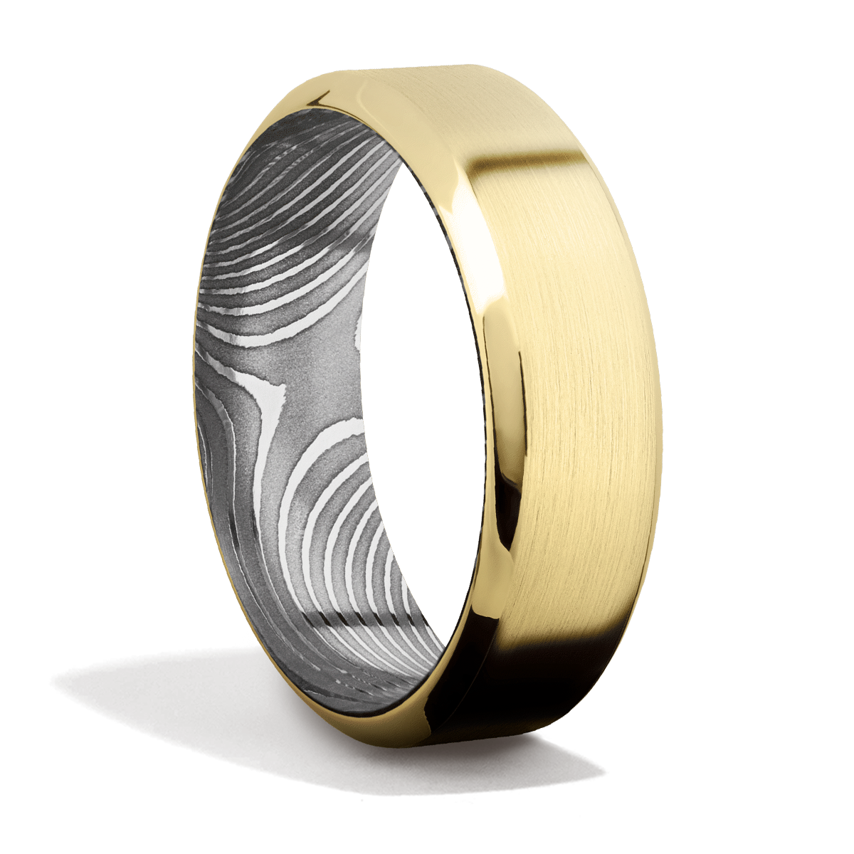 Yellow Gold + Damascus Steel