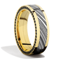 Yellow Gold + Damascus Steel + Diamonds