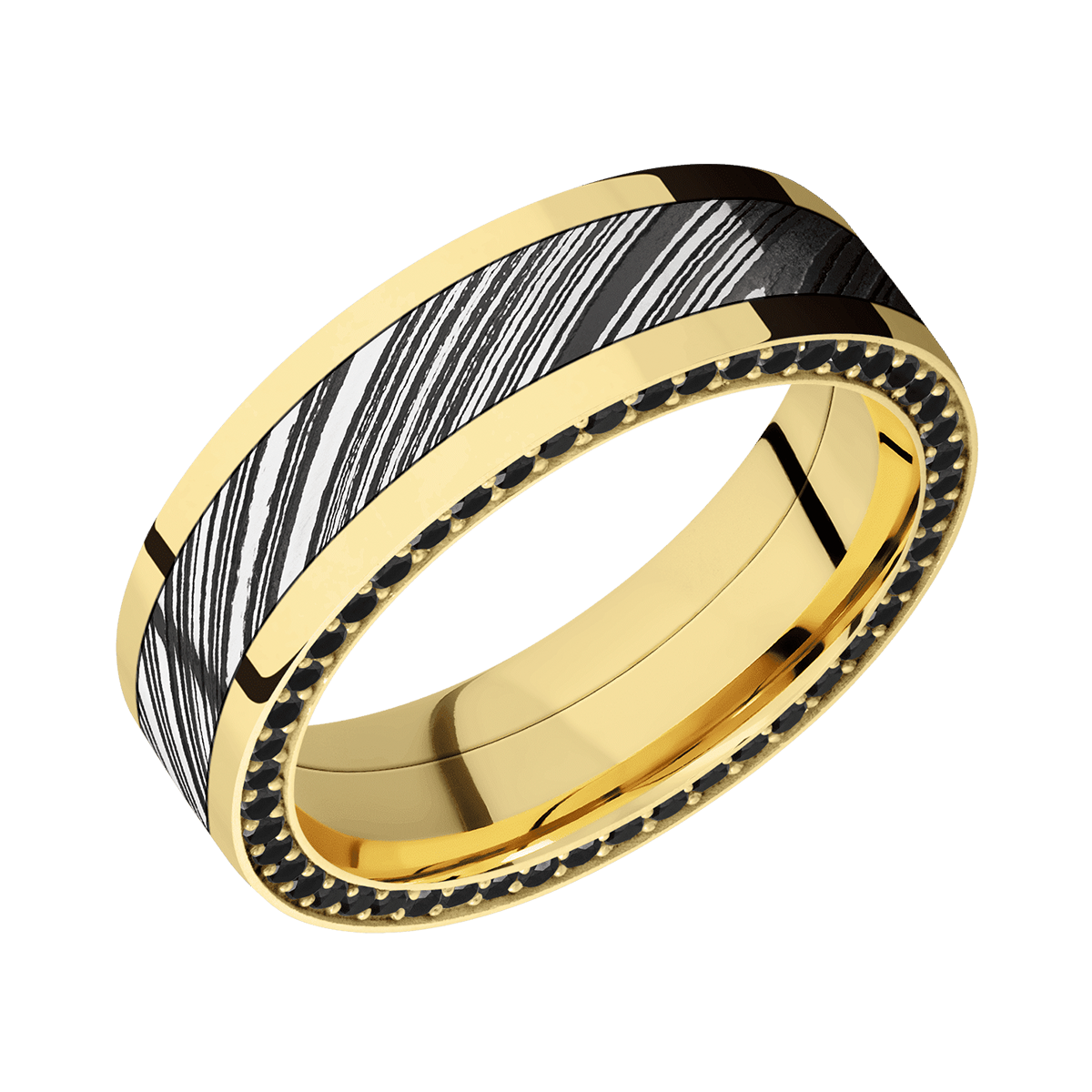 Yellow Gold + Damascus Steel + Diamonds