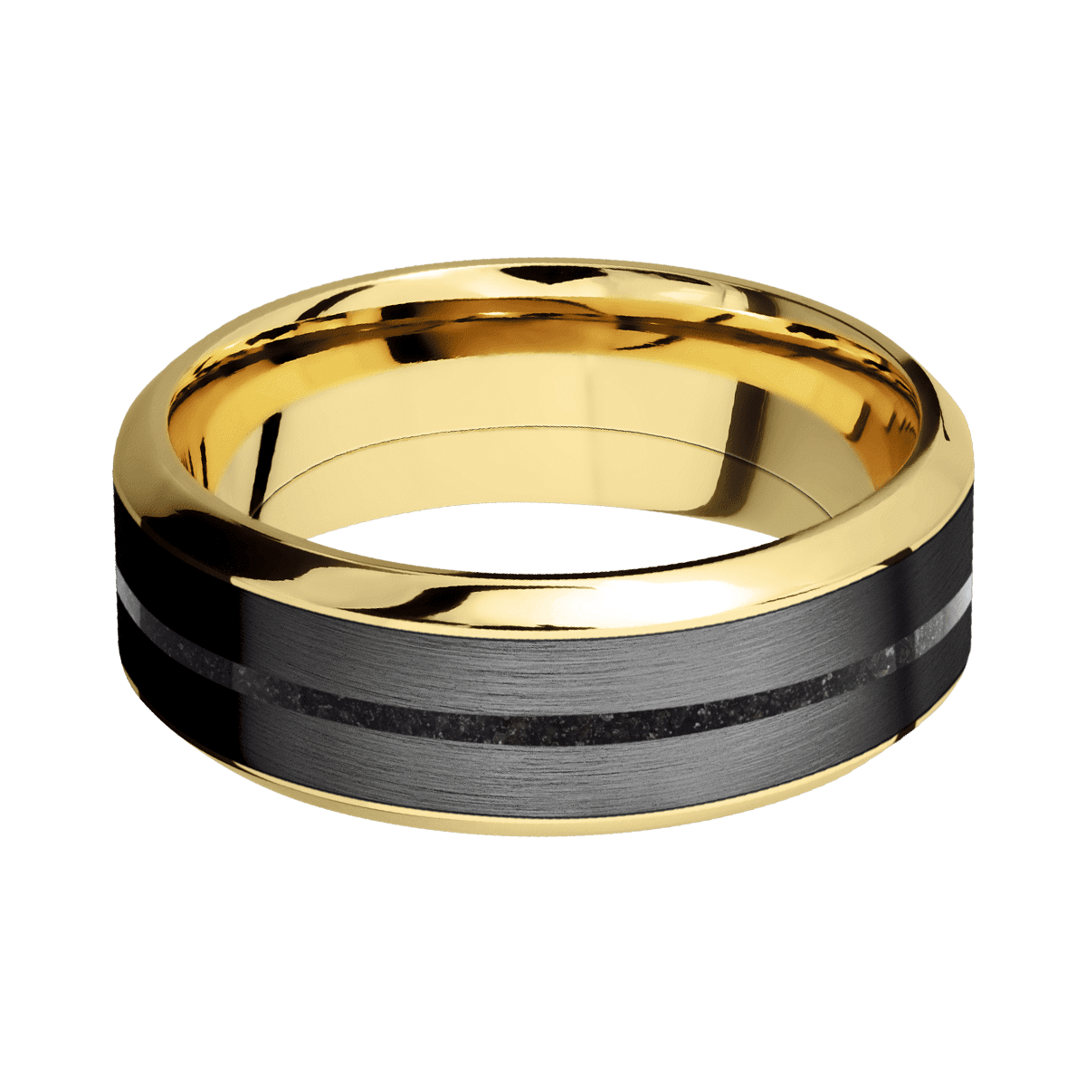 Yellow Gold + Zirconium + Black Dinosaur Bone