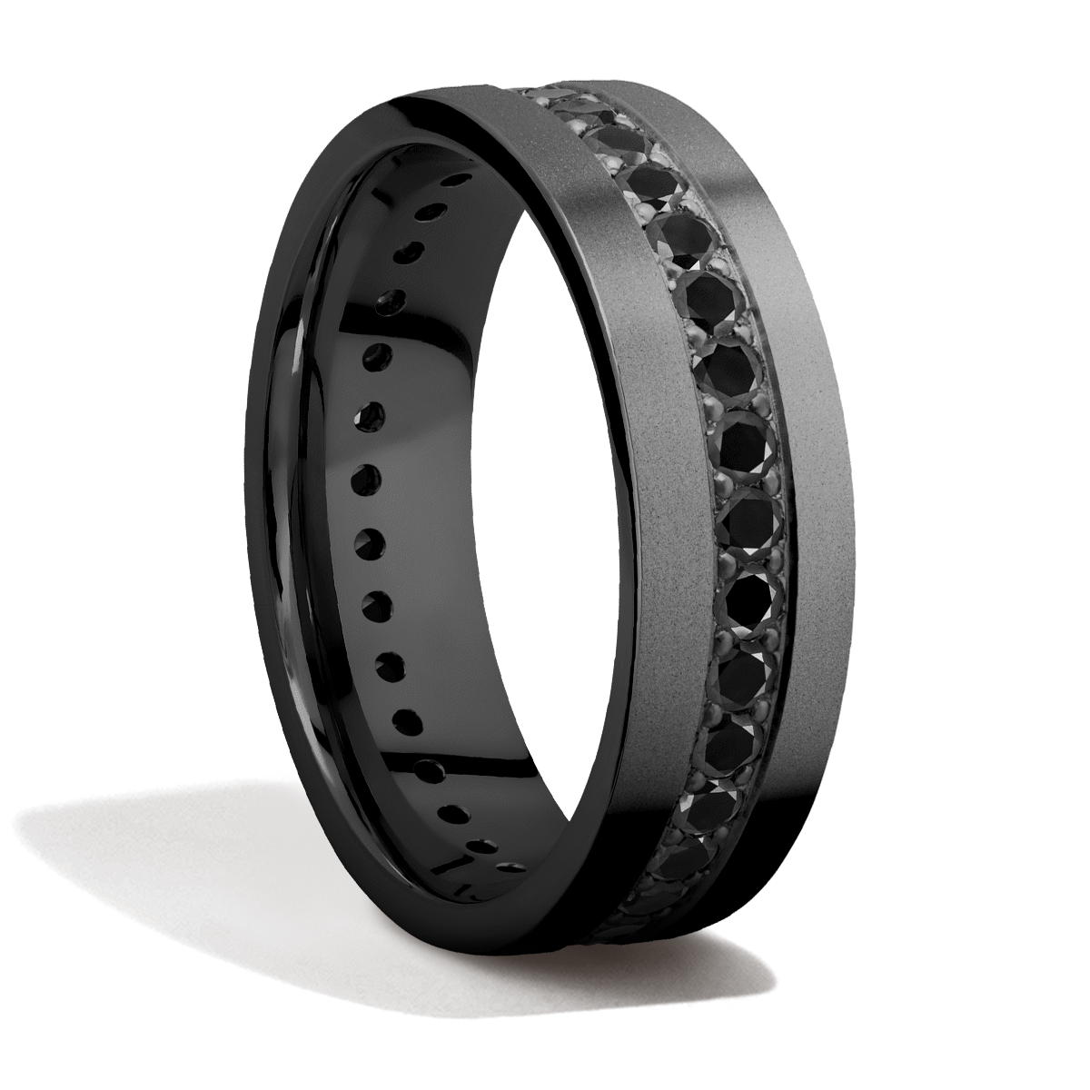 Zirconium + .03 Carat Black Diamonds + Bead Finish