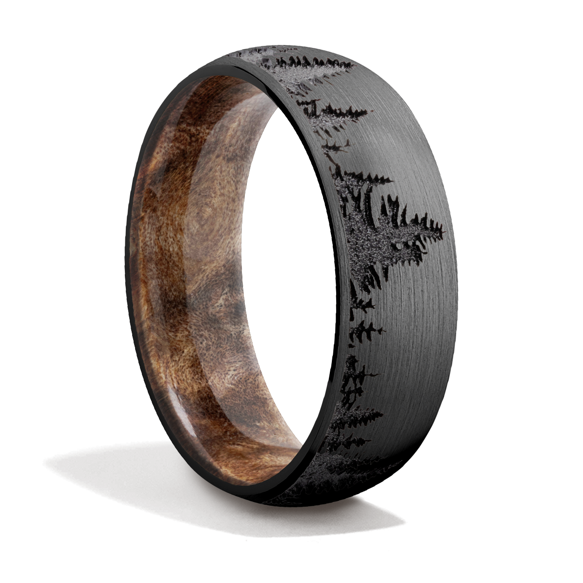 Handsome Zirconium + Trees Laser Carving + Hardwood Mens Wedding Handsome Zirconium + Trees Laser Carving + Hardwood Mens Wedding
