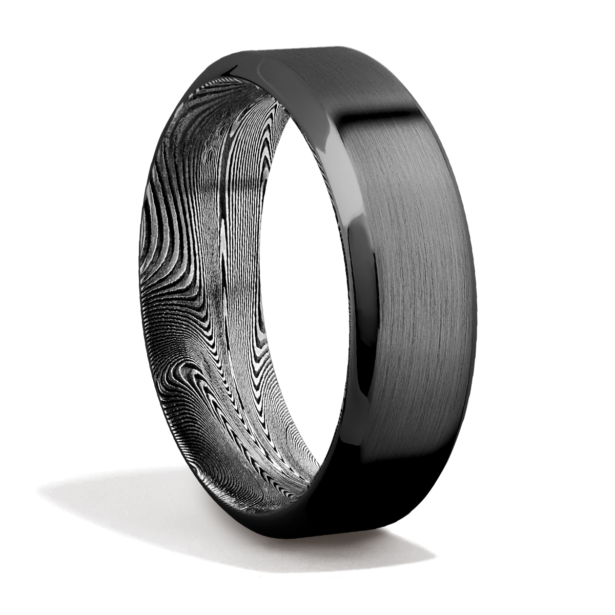 Zirconium + Damascus Steel + Satin Finish