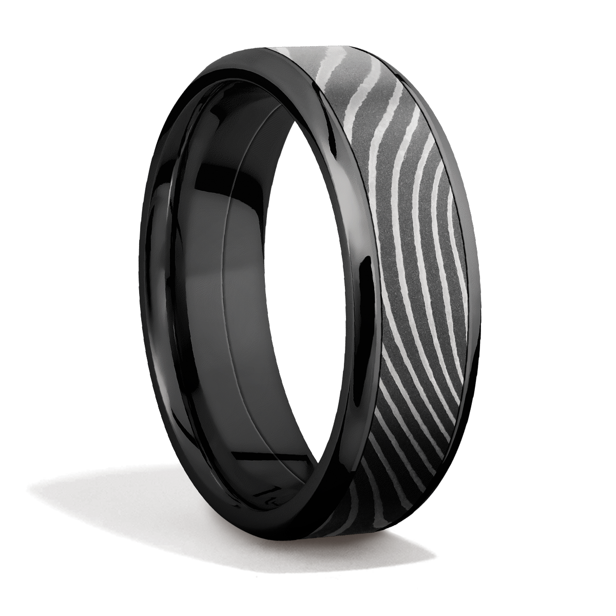 Zirconium + Damascus Steel + Polish Finish