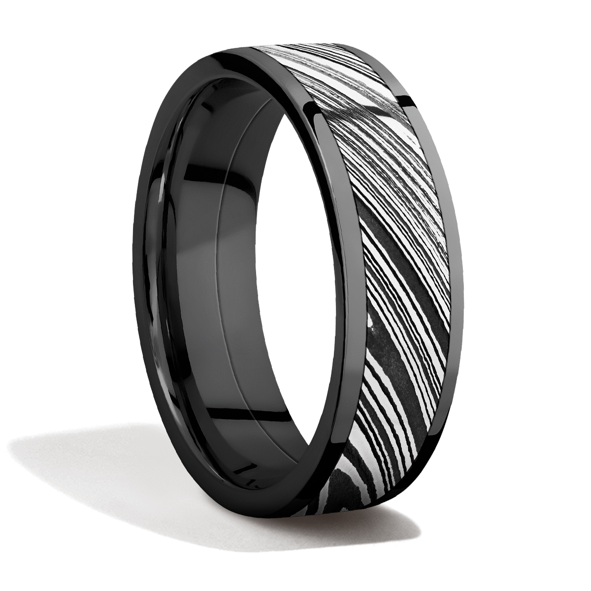 Zirconium + Damascus Steel + Polish Finish
